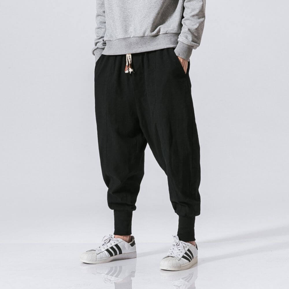 Pantalon Harem Bleu Marine en Coton