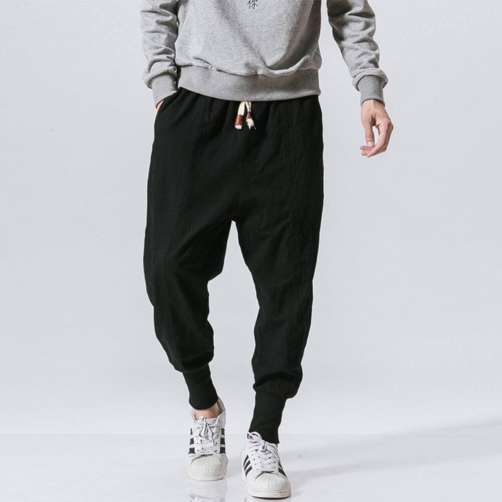 Pantalon Harem Bleu Marine en Coton