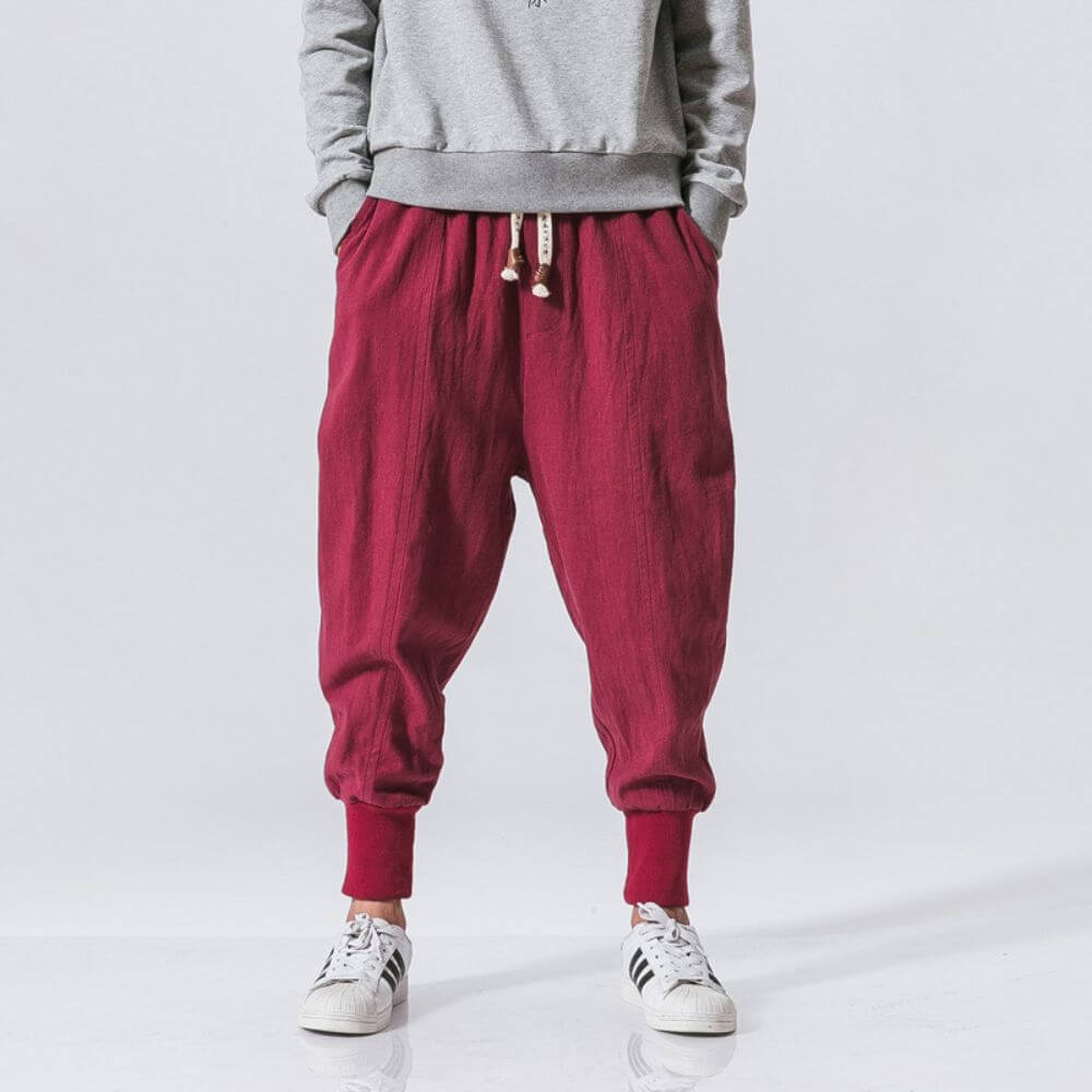 Pantalon Harem Bleu Marine en Coton