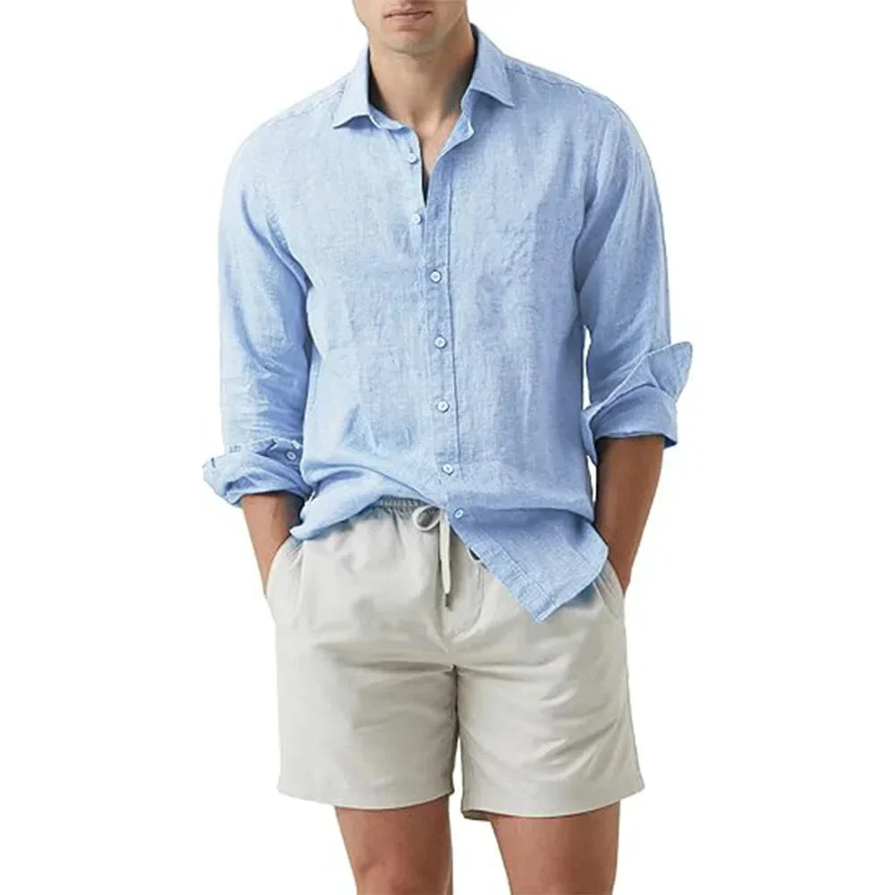 Chemise d'été pour homme en lin et coton