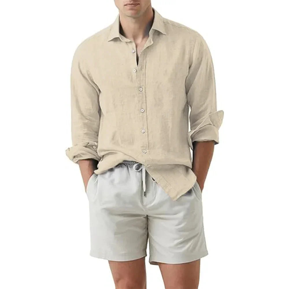 Chemise d'été pour homme en lin et coton