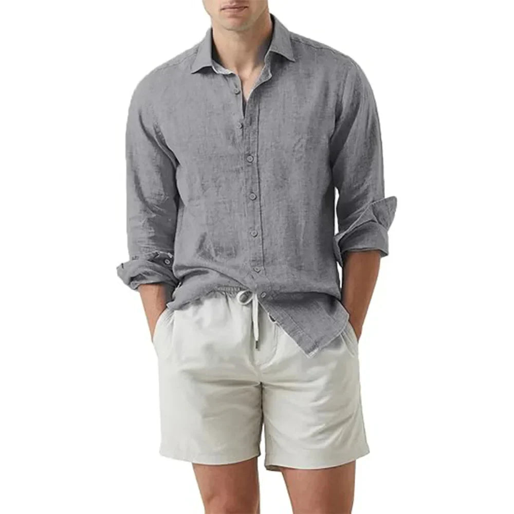 Chemise d'été pour homme en lin et coton