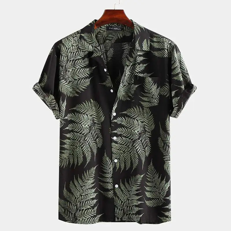 Chemise Imprimée Feuilles Tropicales