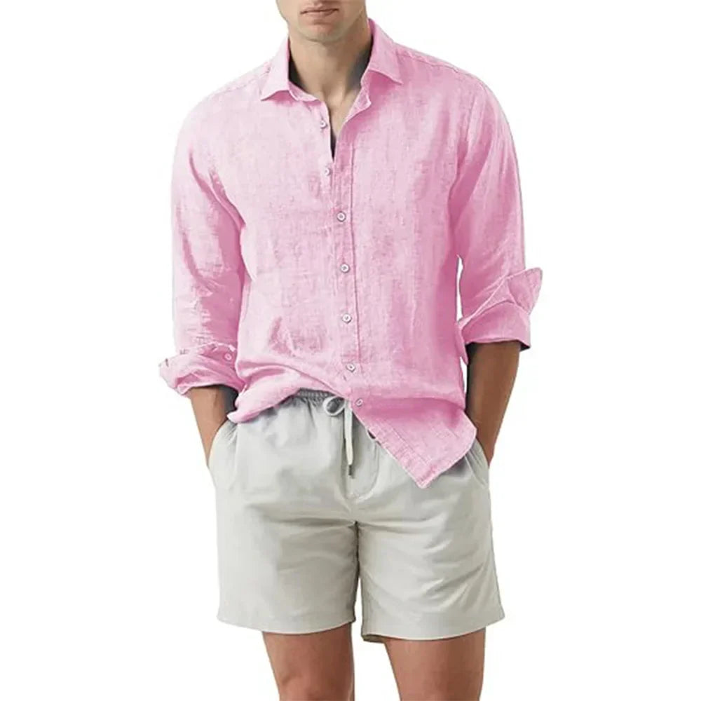 Chemise d'été pour homme en lin et coton
