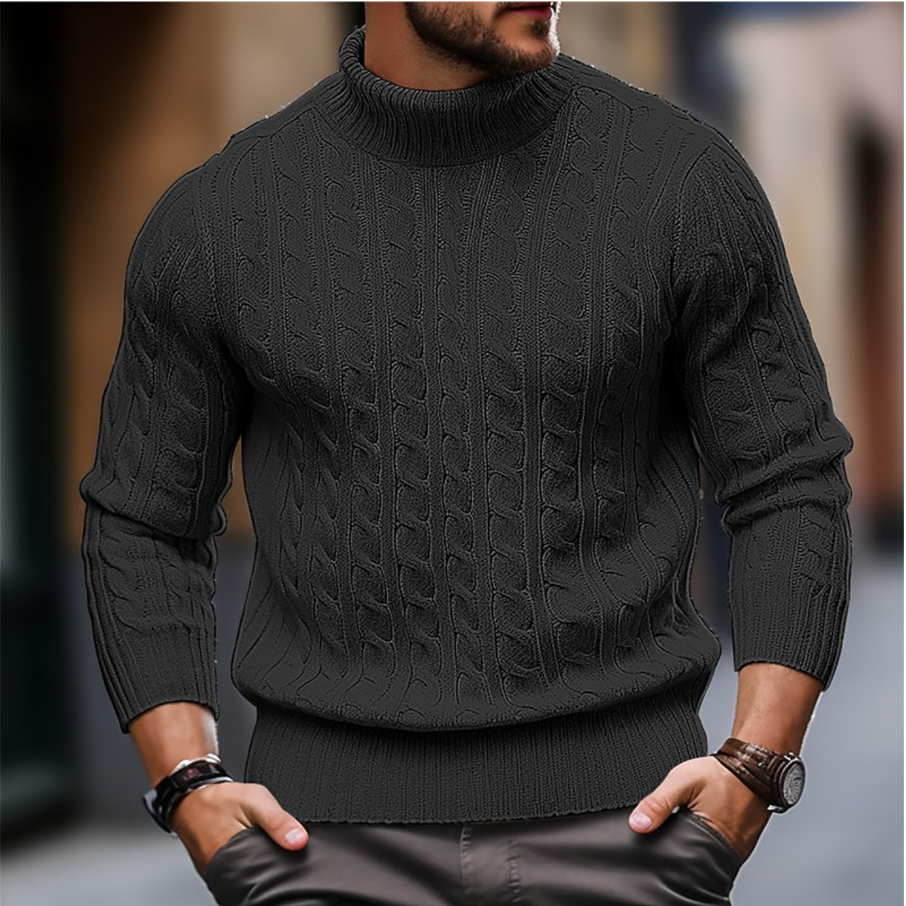 Charles - Pull à Col Roulé pour Homme, Idéal pour l'Automne et l'Hiver