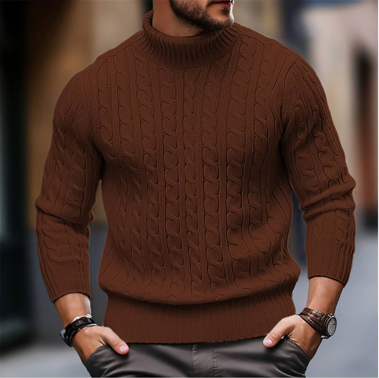 Charles - Pull à Col Roulé pour Homme, Idéal pour l'Automne et l'Hiver