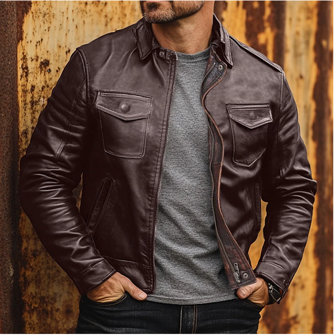 Denzel - Veste en Cuir Biker Élégante pour Homme