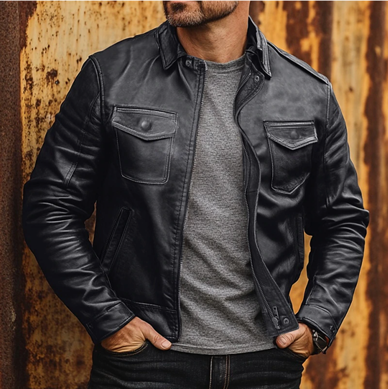 Denzel - Veste en Cuir Biker Élégante pour Homme