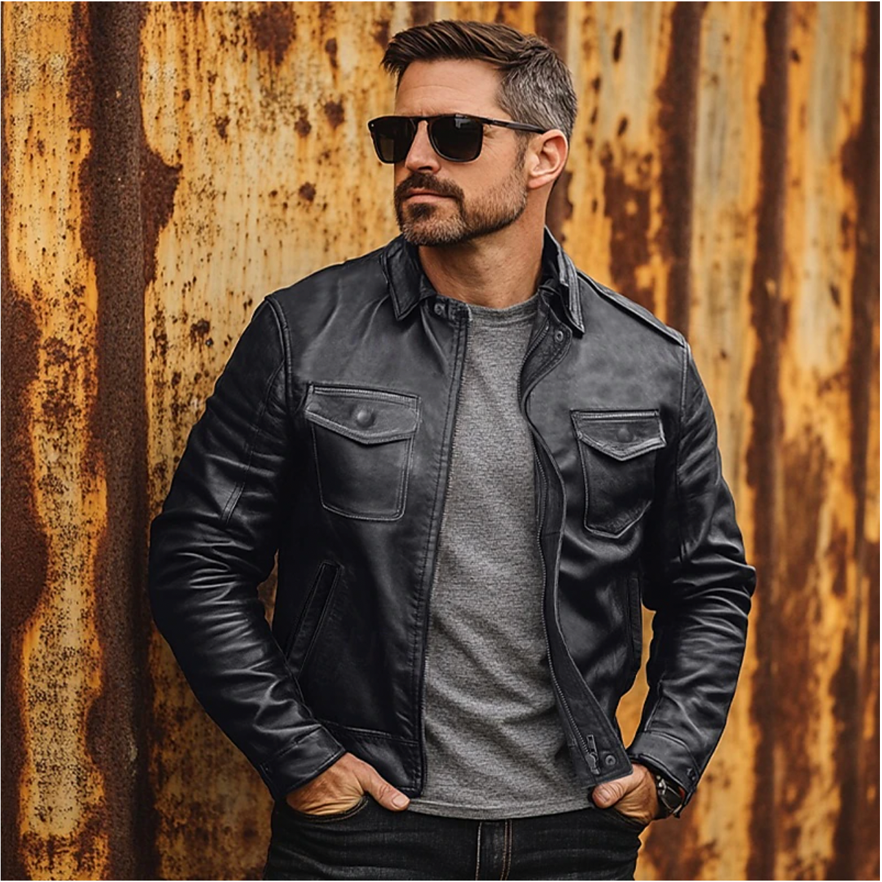 Denzel - Veste en Cuir Biker Élégante pour Homme
