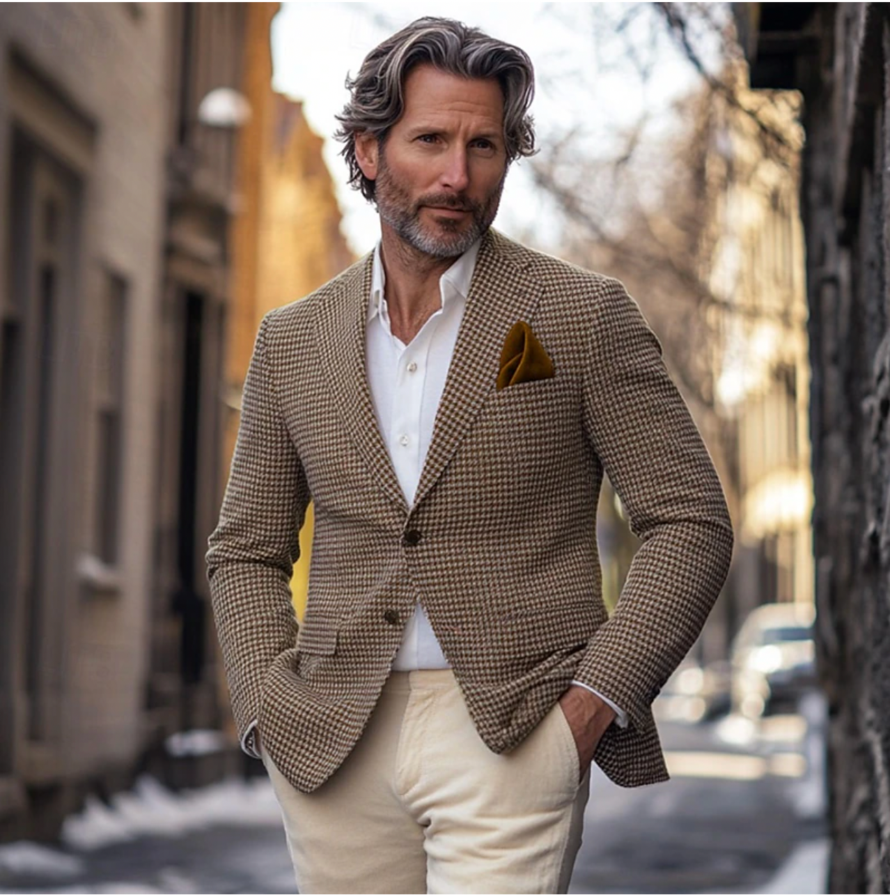 Veste Blazer Décontractée Pied-de-poule