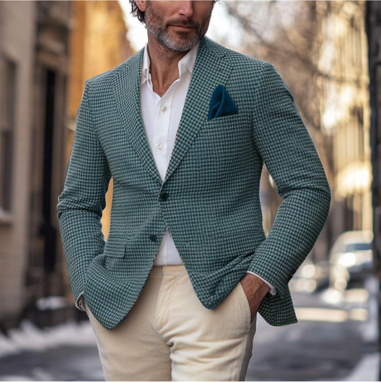 Veste Blazer Décontractée Pied-de-poule