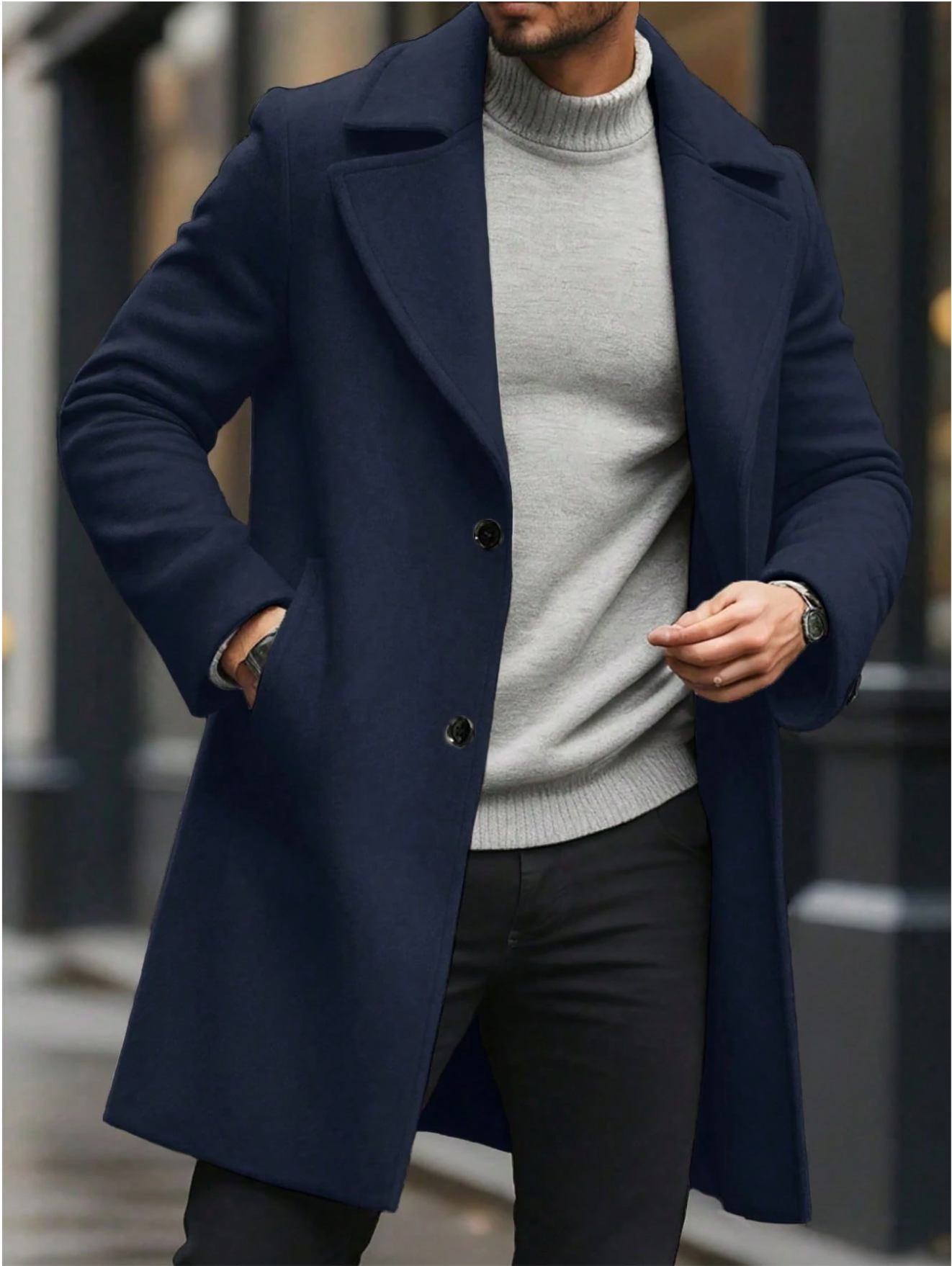 Manteau en Laine Élégant et Chaud pour Hommes, Parfait pour les Jours Froids