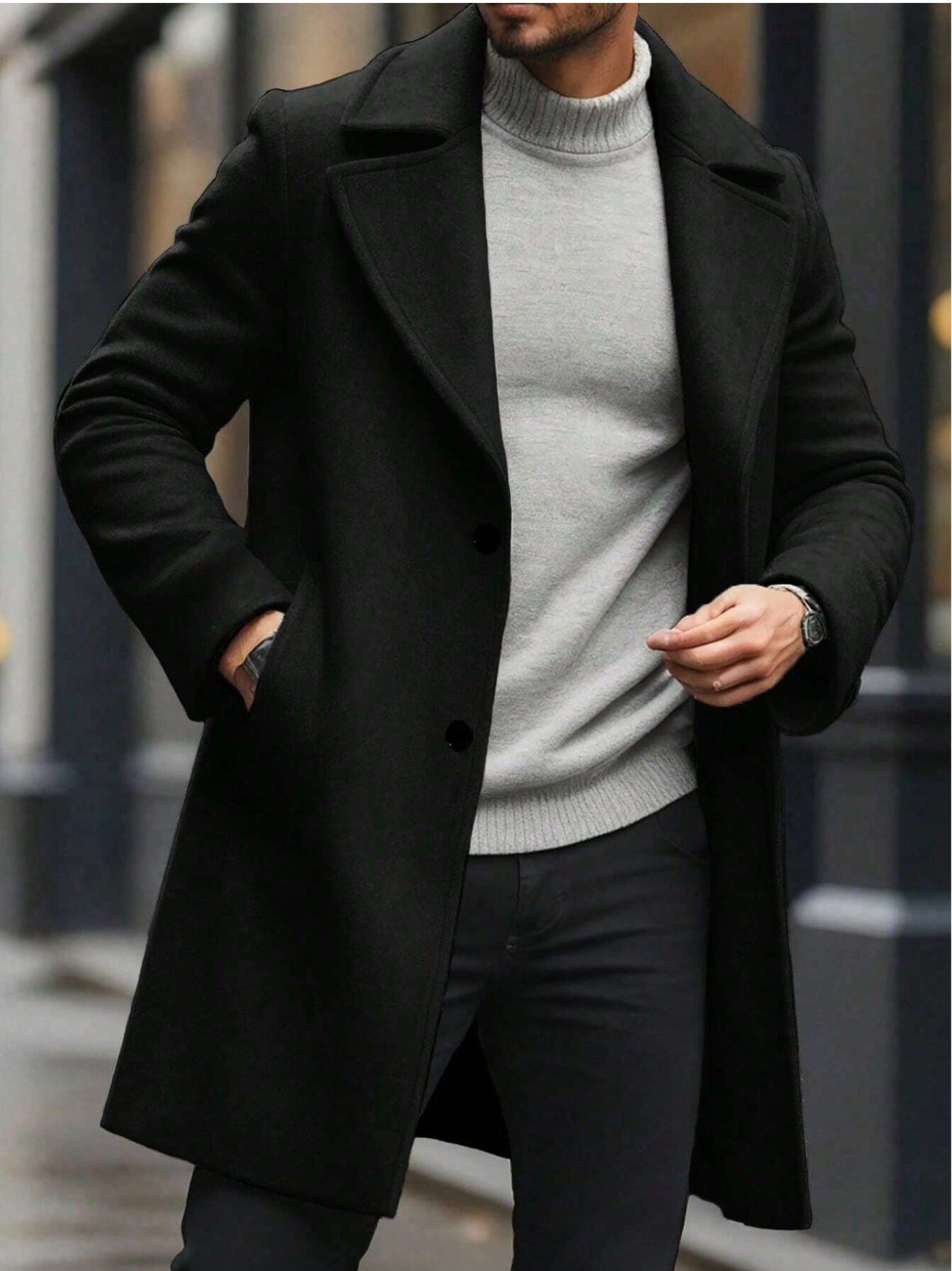 Manteau en Laine Élégant et Chaud pour Hommes, Parfait pour les Jours Froids