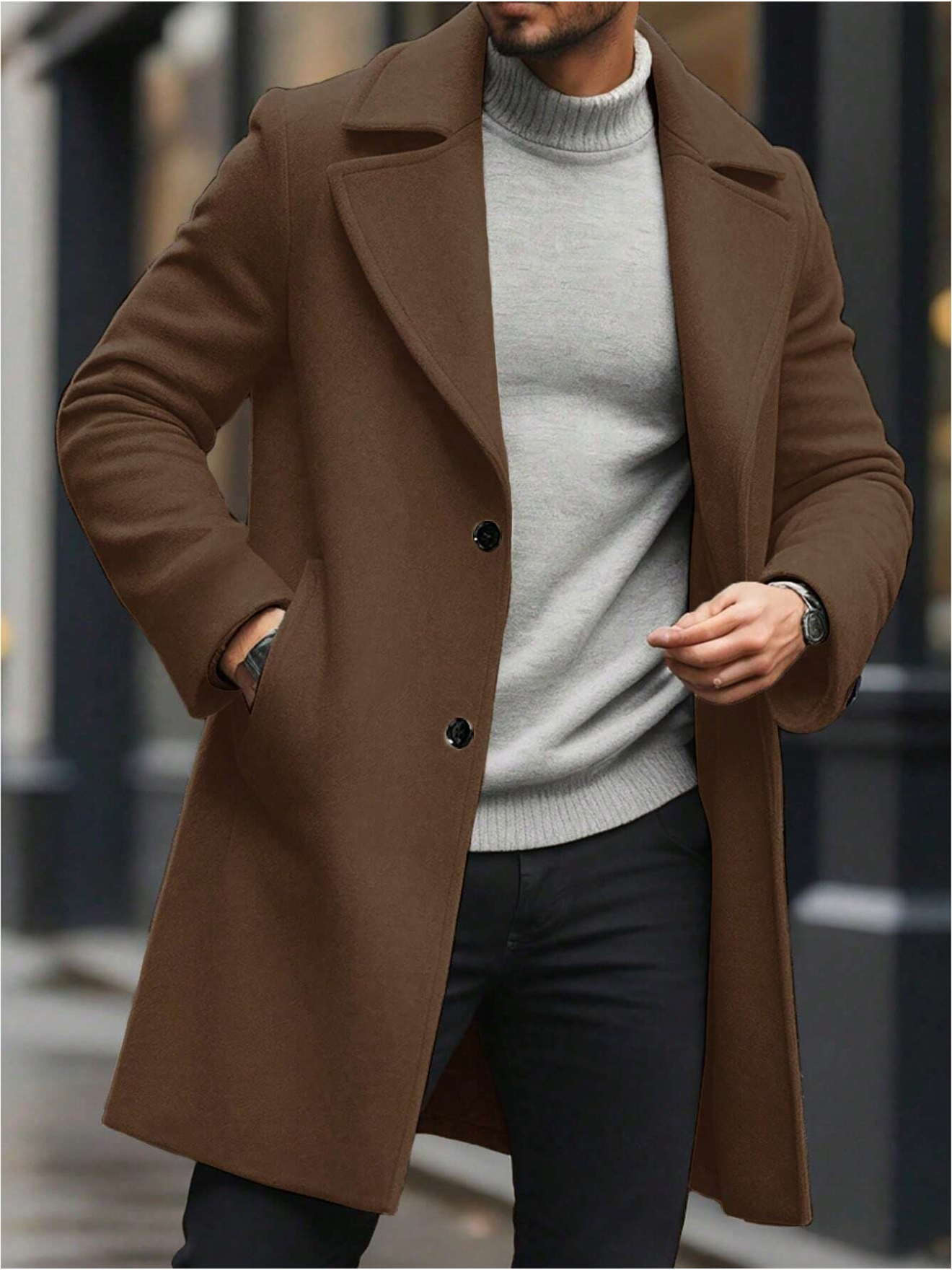 Manteau en Laine Élégant et Chaud pour Hommes, Parfait pour les Jours Froids