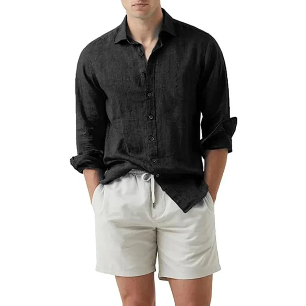 Chemise d'été pour homme en lin et coton