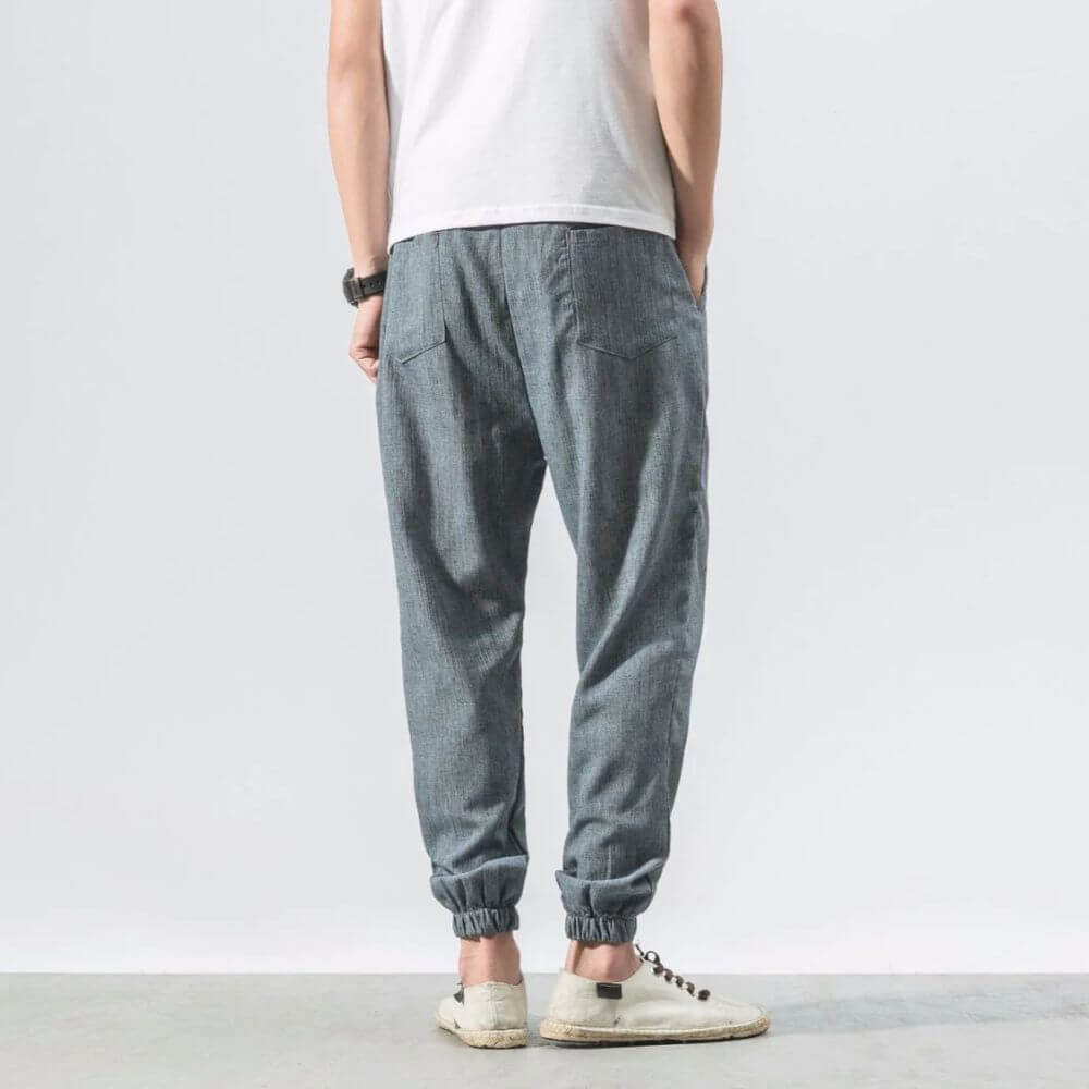 Pantalon Confort Gris en Coton et Lin