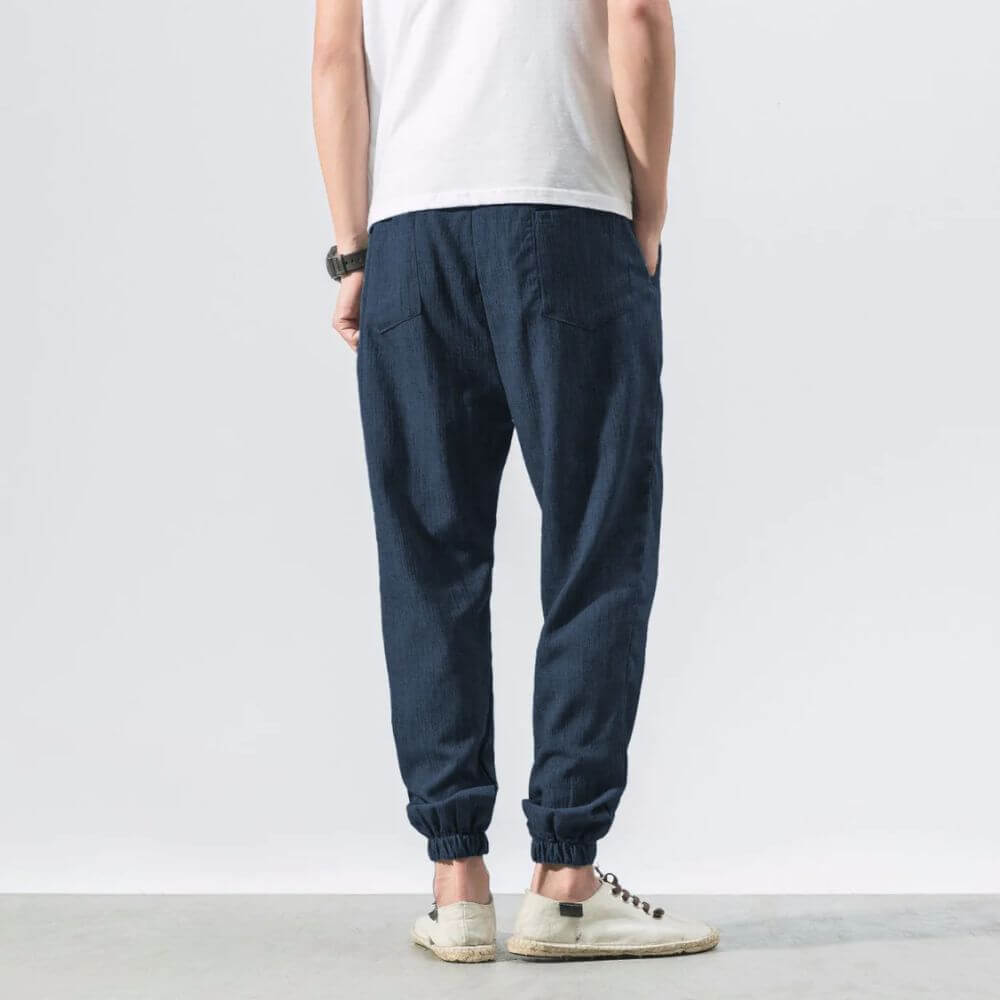 Pantalon Confort Gris en Coton et Lin