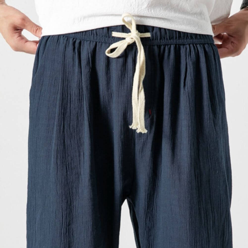 Pantalon Confort Gris en Coton et Lin