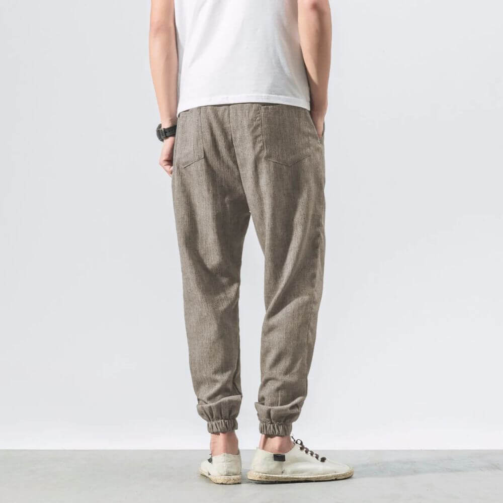 Pantalon Confort Gris en Coton et Lin