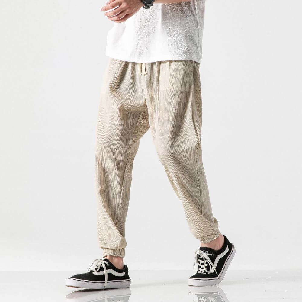 Pantalon Confort Gris en Coton et Lin