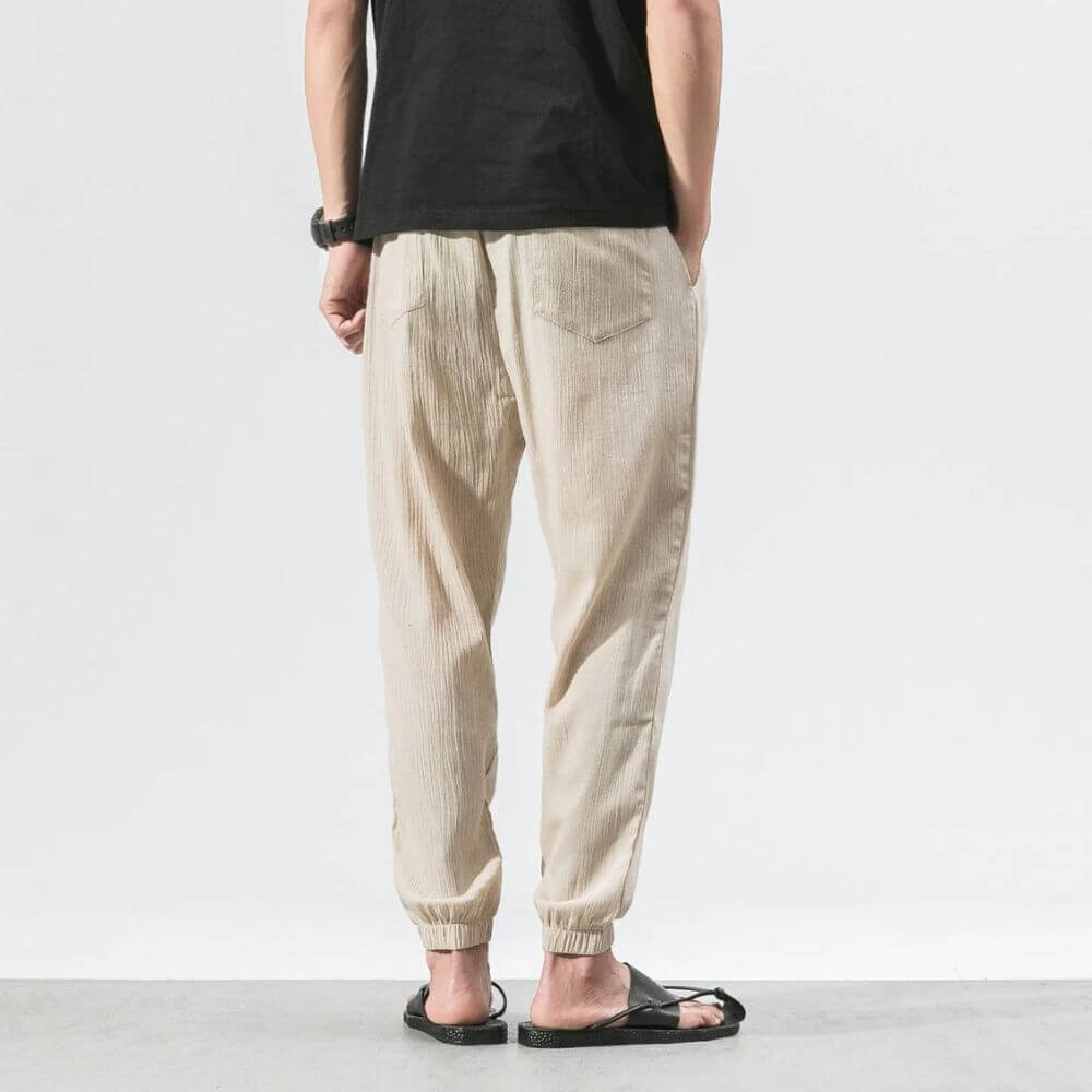 Pantalon Confort Gris en Coton et Lin