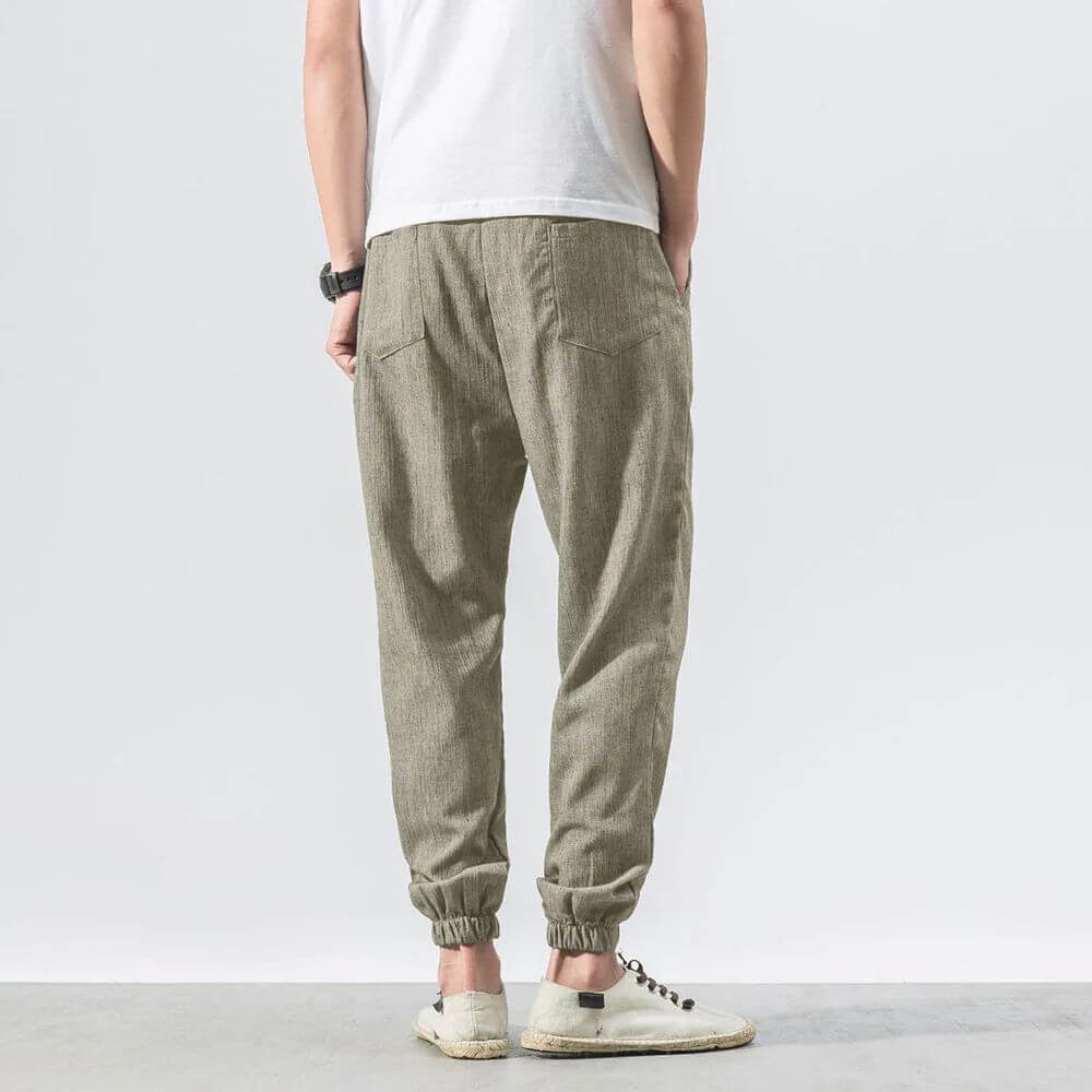 Pantalon Confort Gris en Coton et Lin