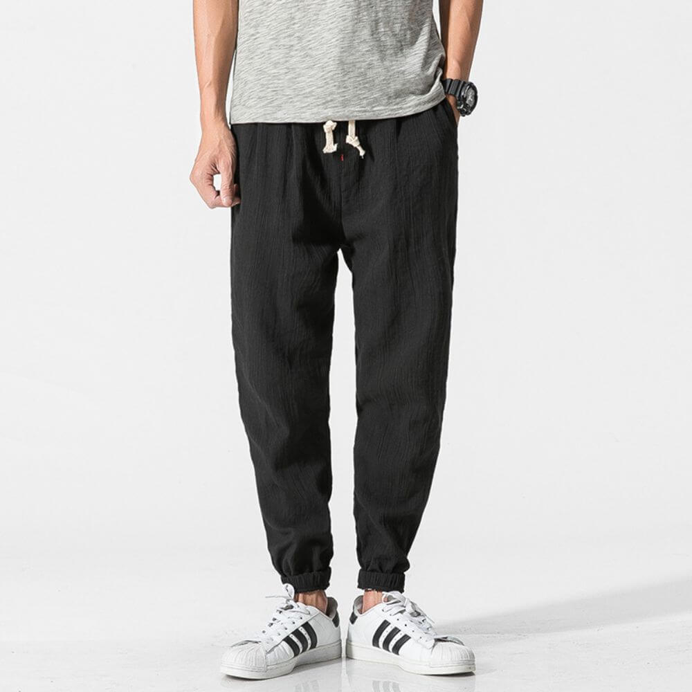 Pantalon Confort Gris en Coton et Lin