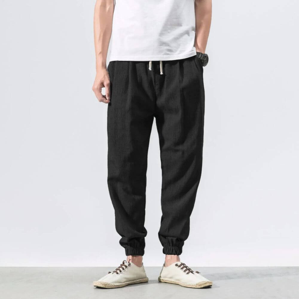Pantalon Confort Gris en Coton et Lin