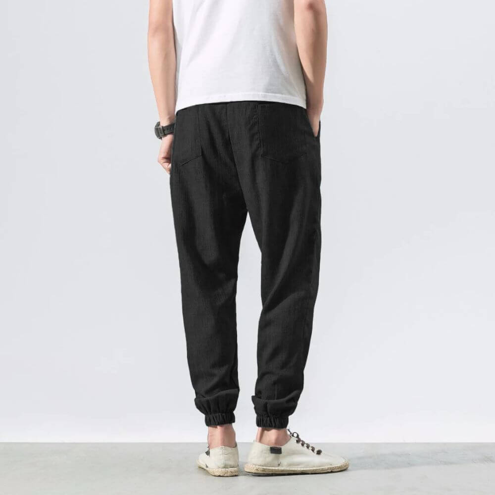 Pantalon Confort Gris en Coton et Lin