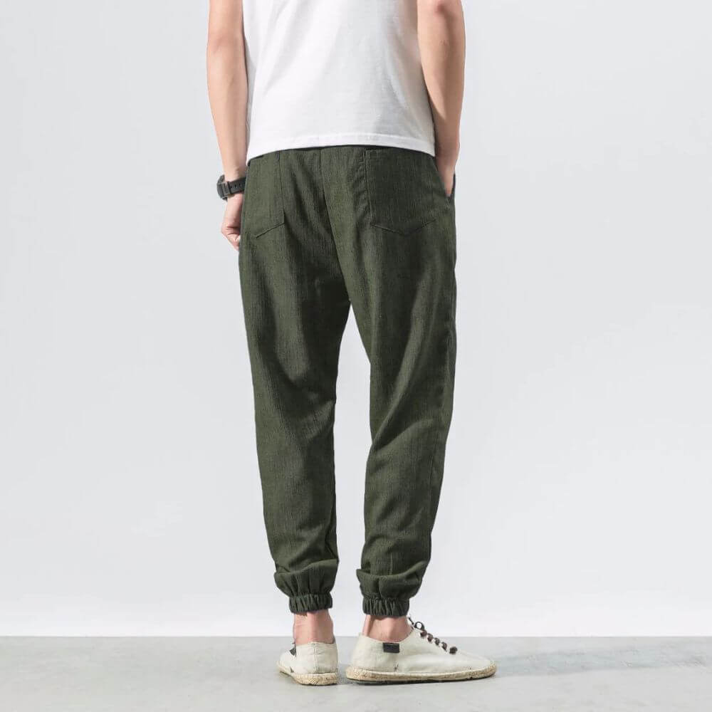 Pantalon Confort Gris en Coton et Lin
