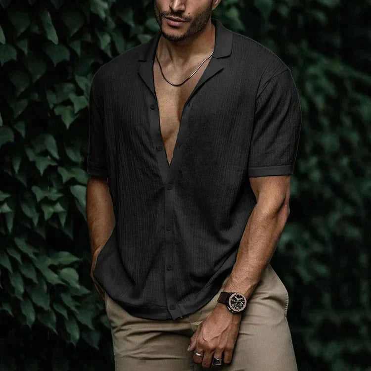 Chemise d'Été en Lin pour Homme avec Boutons