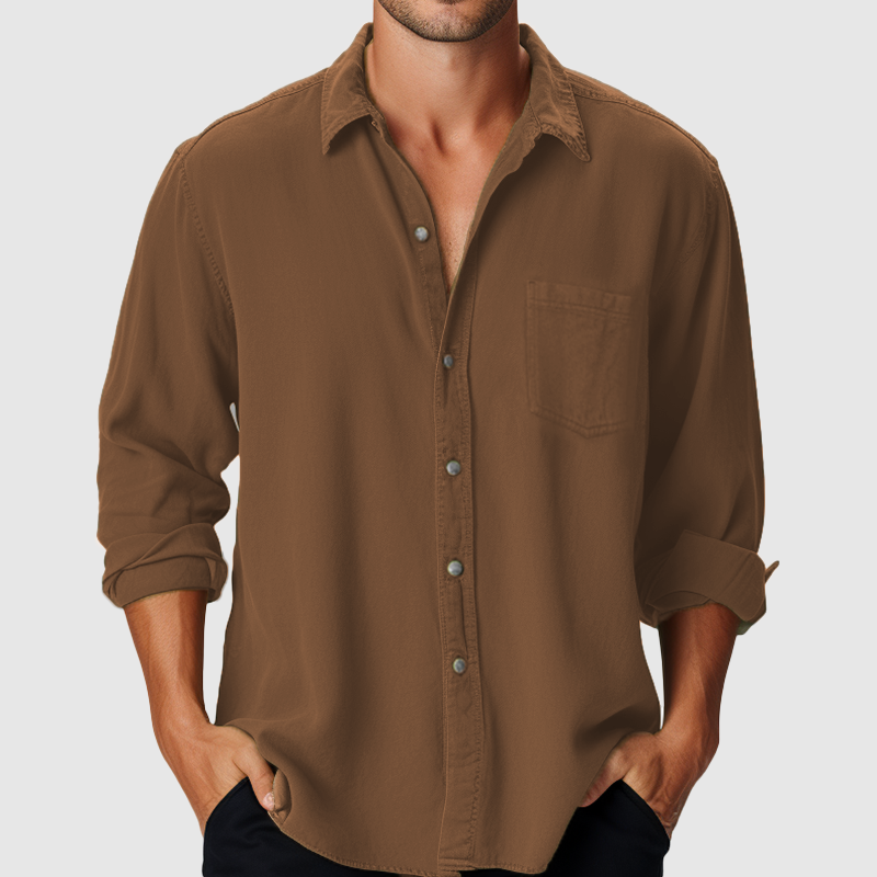 Chemise en Coton à Manches Longues pour Hommes