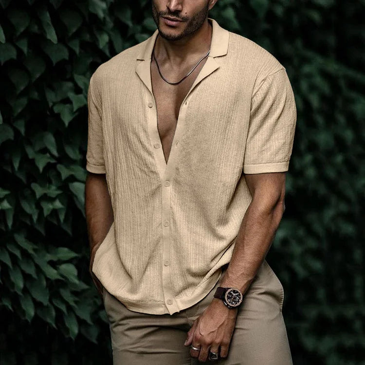 Chemise d'Été en Lin pour Homme avec Boutons