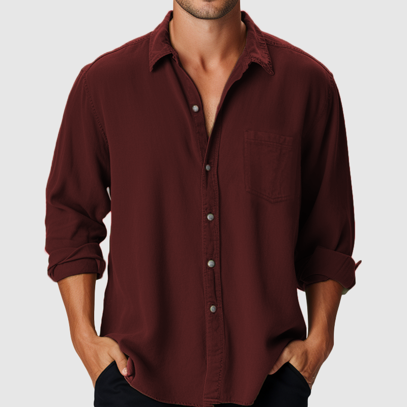 Chemise en Coton à Manches Longues pour Hommes
