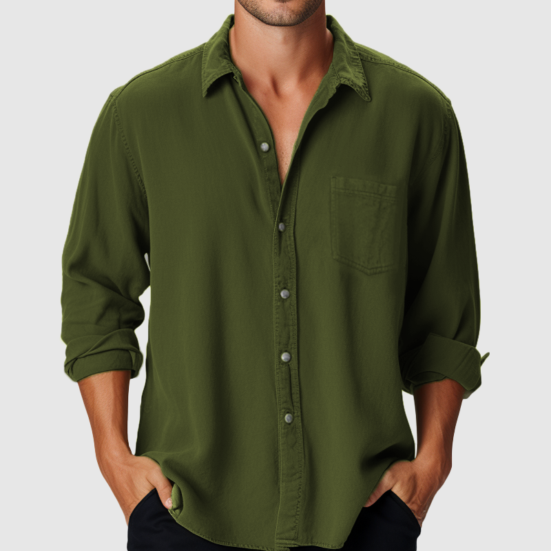 Chemise en Coton à Manches Longues pour Hommes