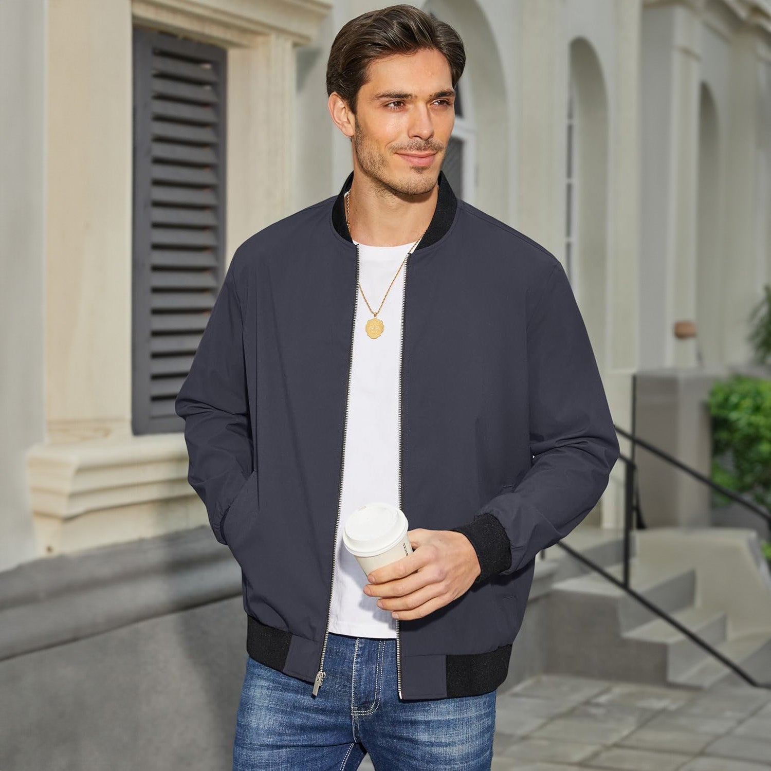 Bomber Léger pour Homme avec Matériau Respirant