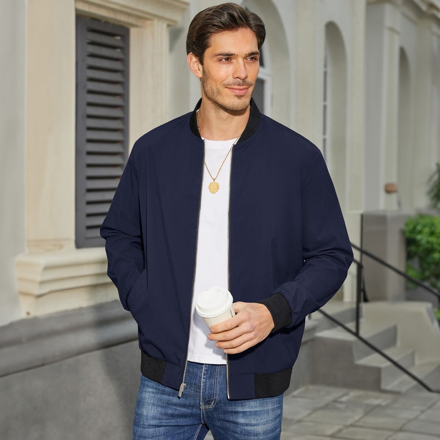 Bomber Léger pour Homme avec Matériau Respirant