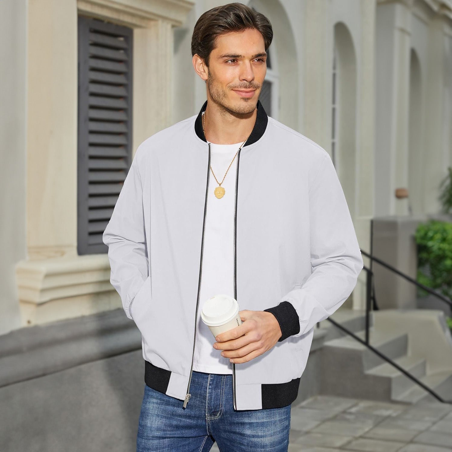 Bomber Léger pour Homme avec Matériau Respirant