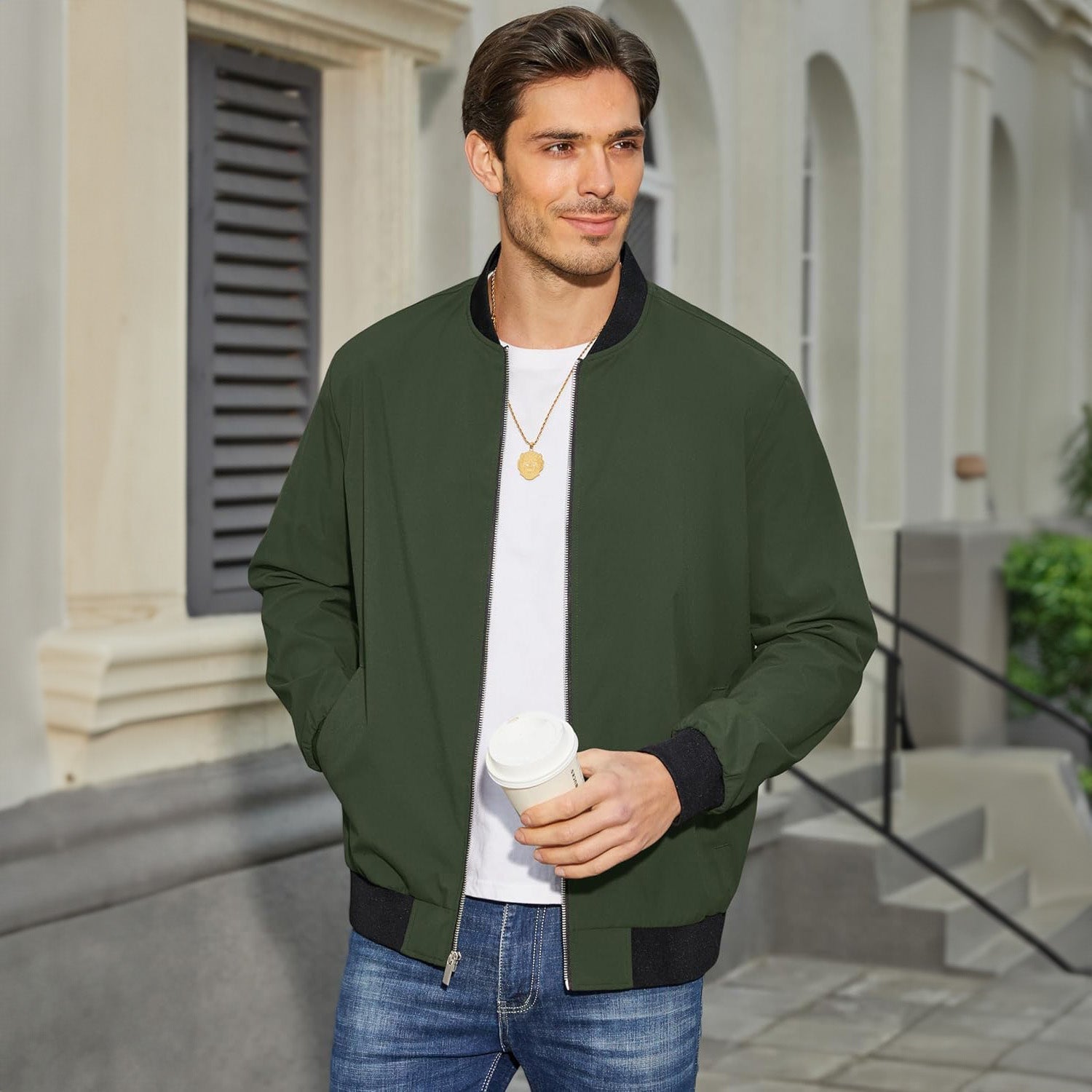 Bomber Léger pour Homme avec Matériau Respirant