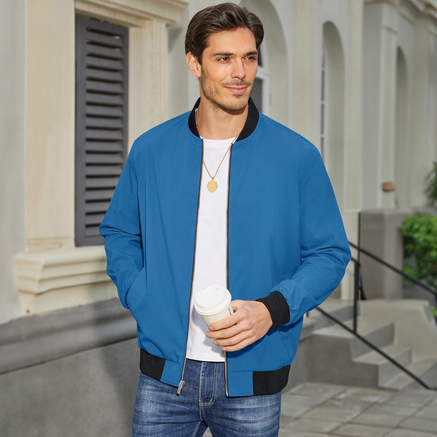 Bomber Léger pour Homme avec Matériau Respirant