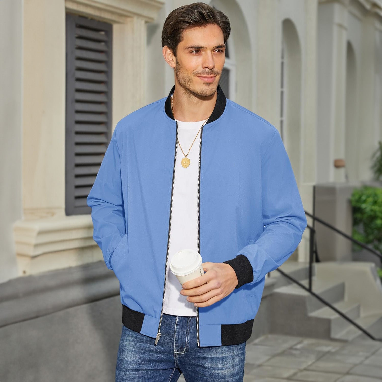 Bomber Léger pour Homme avec Matériau Respirant