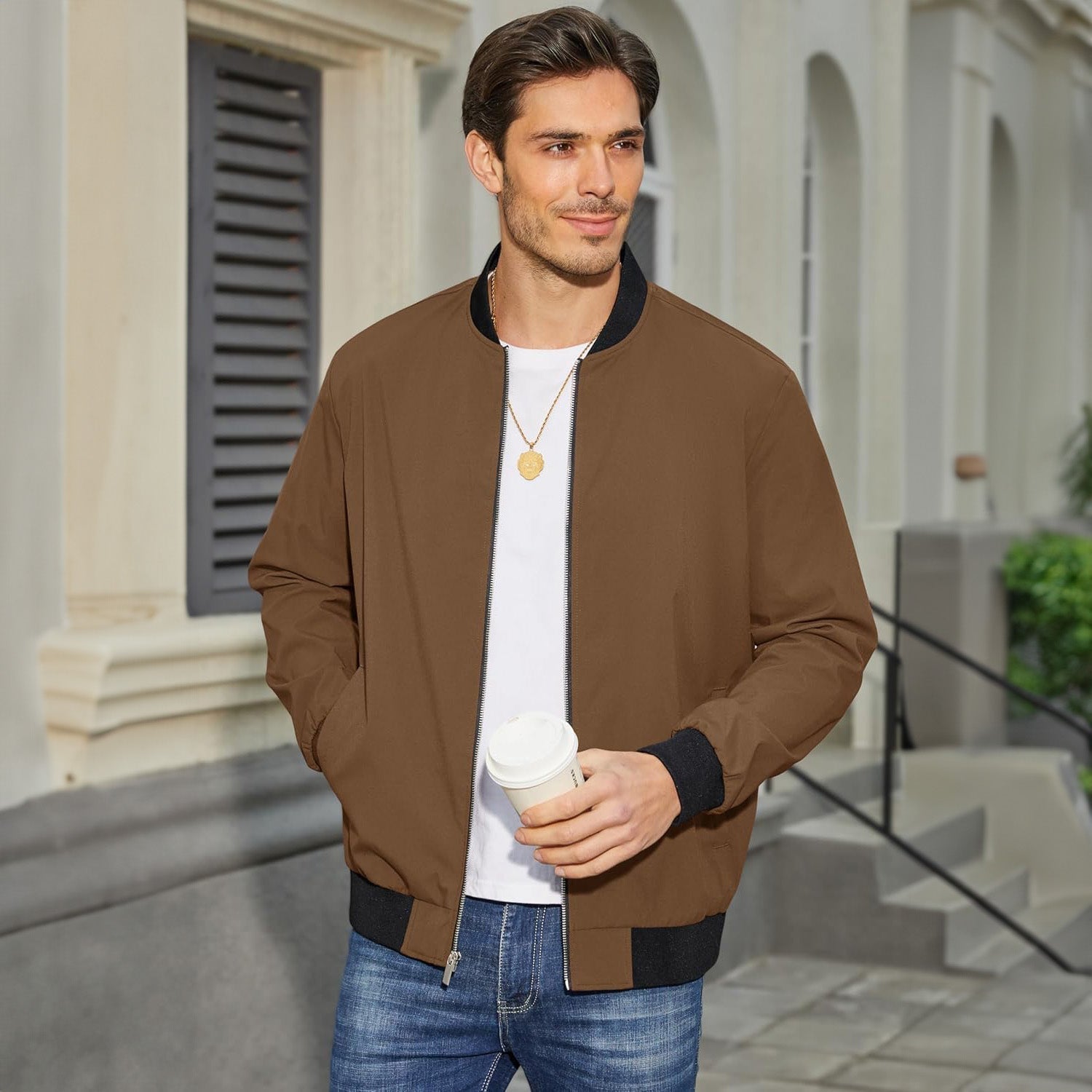 Bomber Léger pour Homme avec Matériau Respirant