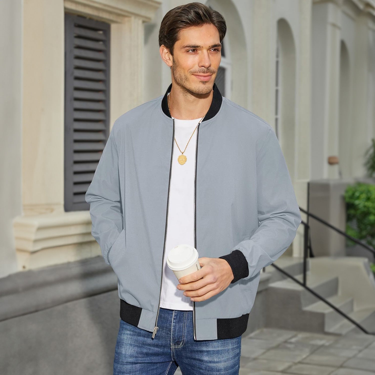 Bomber Léger pour Homme avec Matériau Respirant