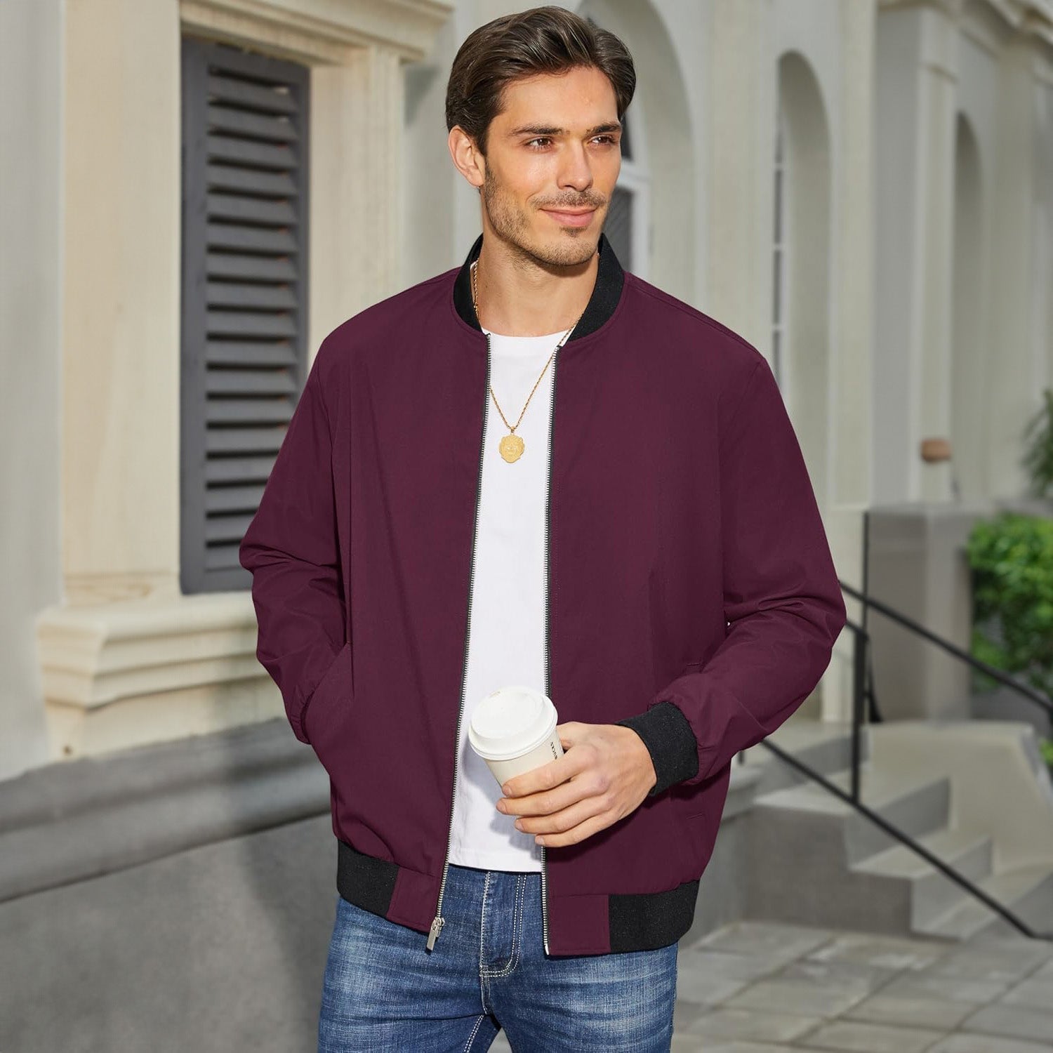 Bomber Léger pour Homme avec Matériau Respirant
