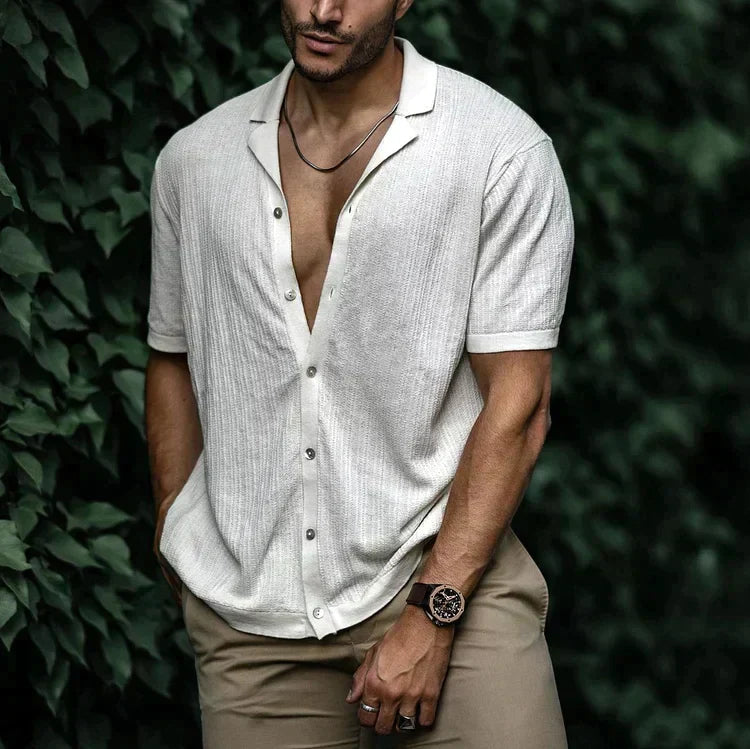 Chemise d'Été en Lin pour Homme avec Boutons