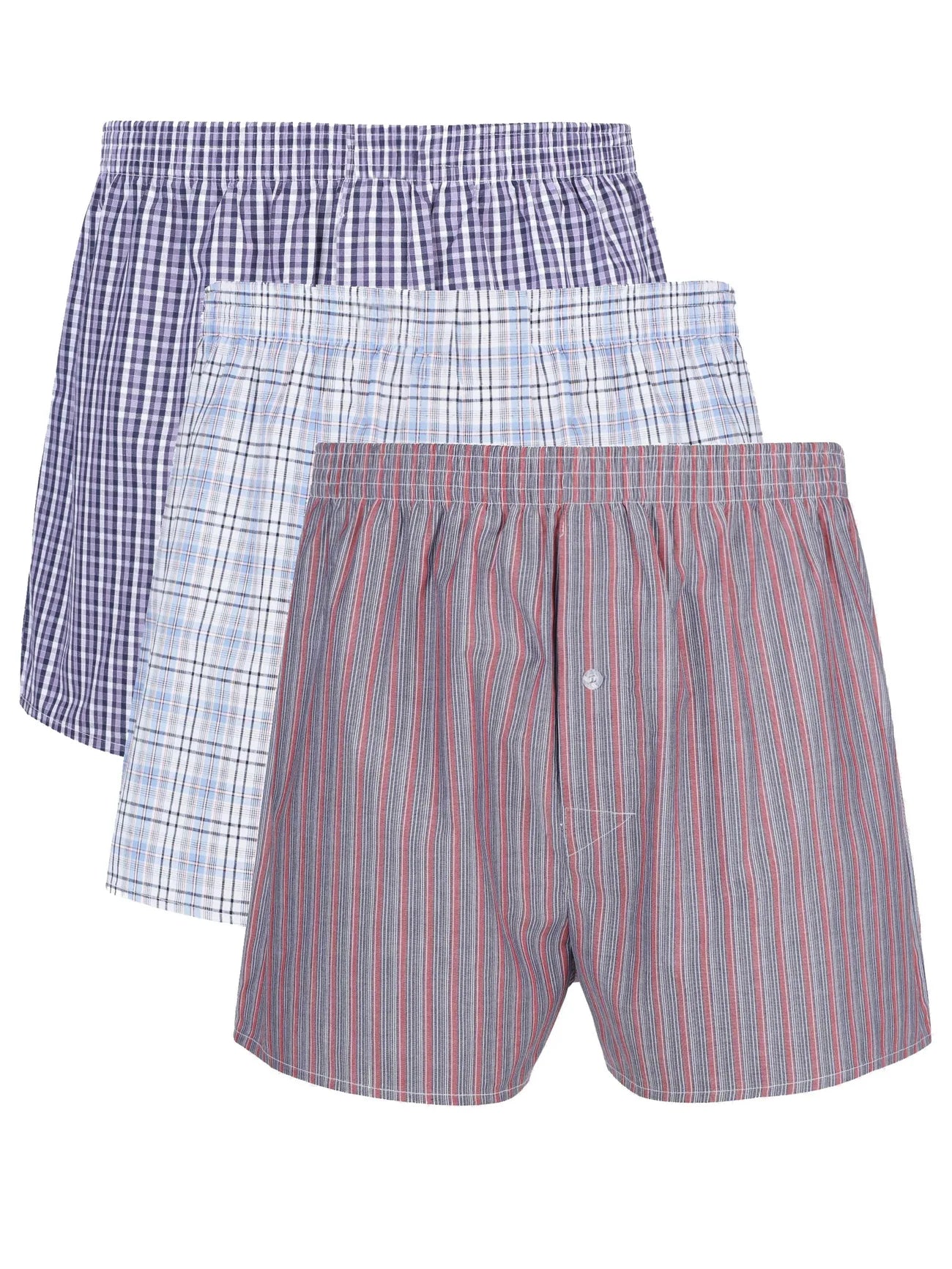 3 boxers homme tissé à carreaux confortables