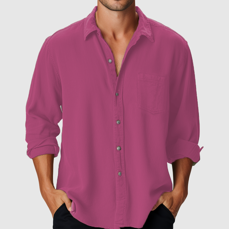 Chemise en Coton à Manches Longues pour Hommes