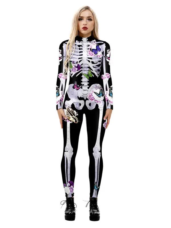 Costume d'Halloween imprimé squelette papillon
