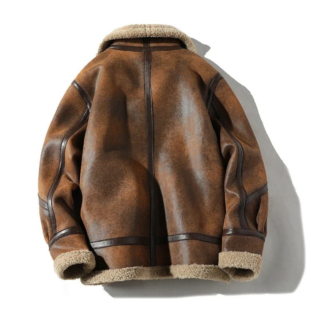 Jameson Veste Aviateur en Cuir avec Fourrure