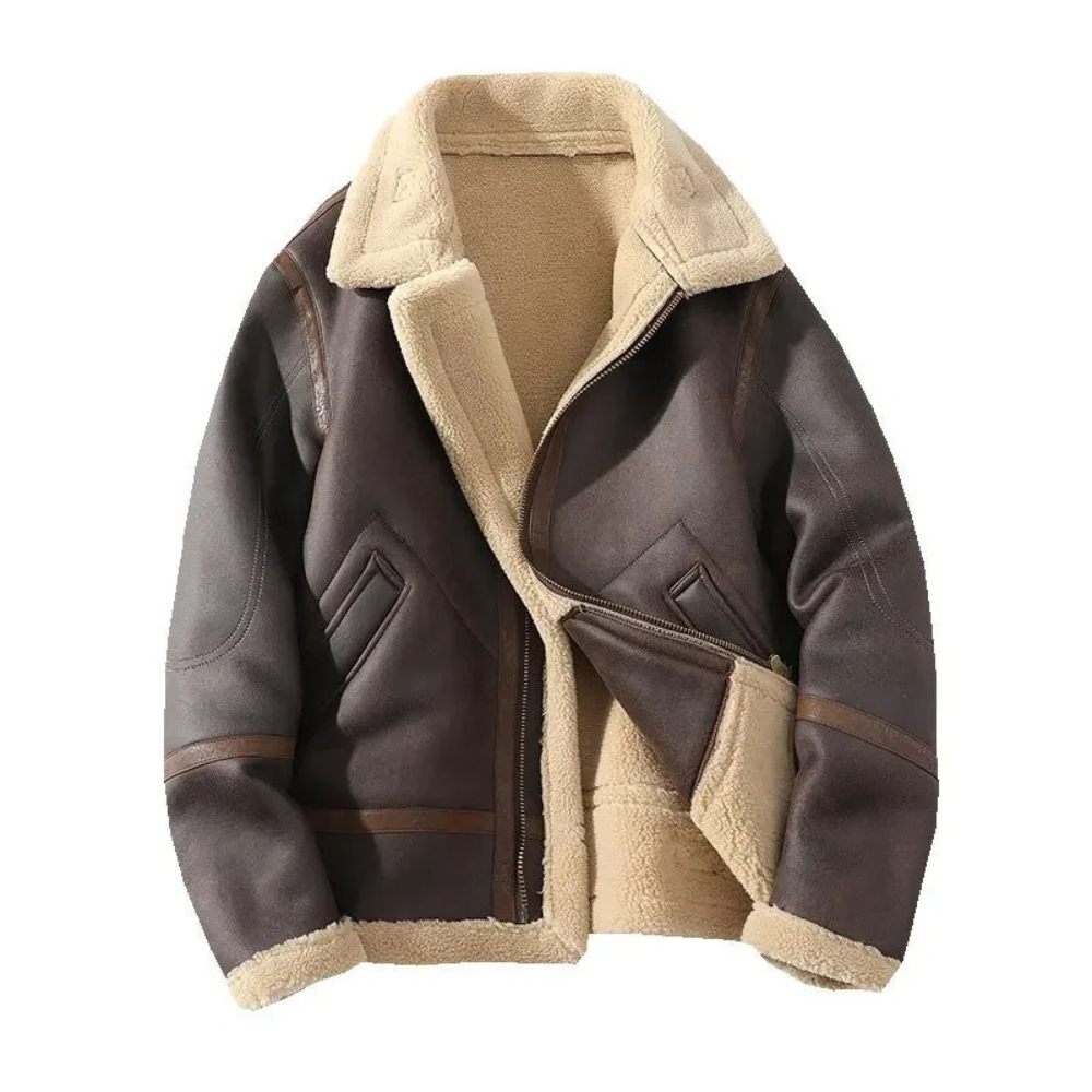 Jameson Veste Aviateur en Cuir avec Fourrure